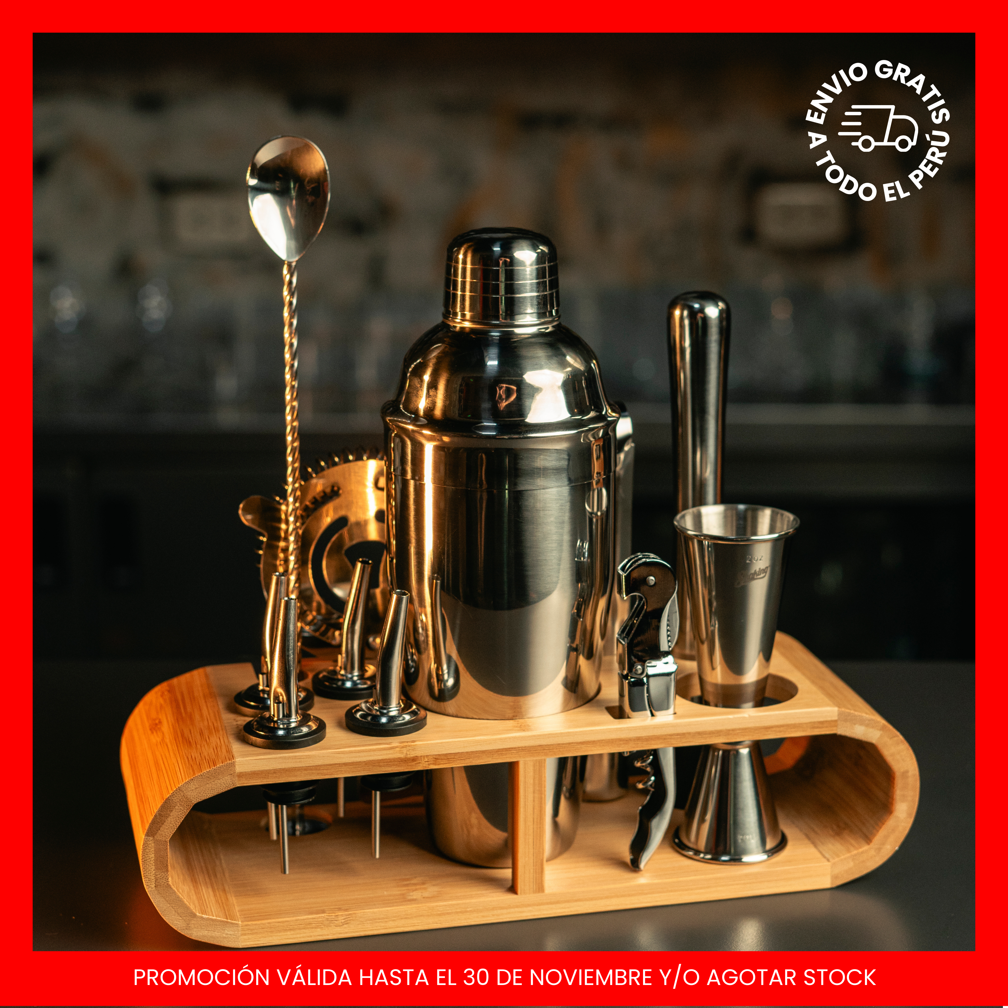 Set para Cocteleria Bamboo Silver - 11 piezas