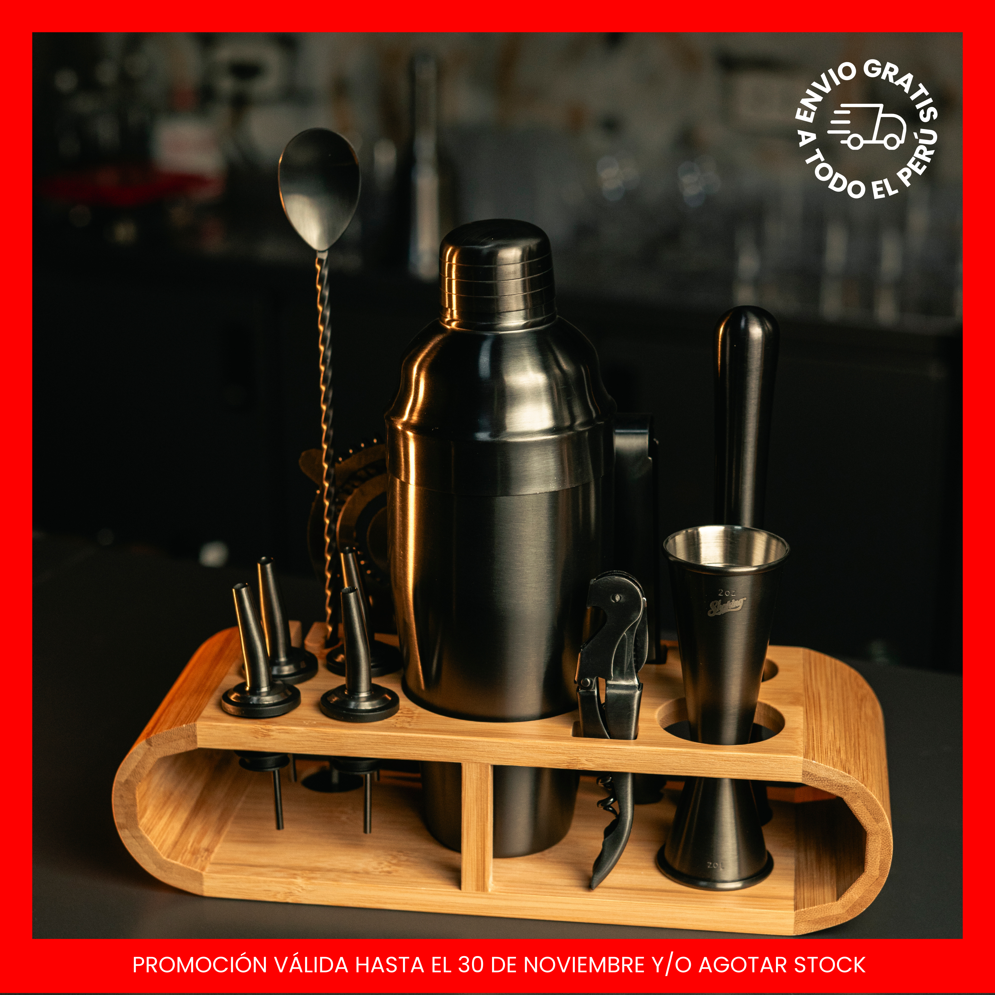 Set para Cocteleria Bamboo Black- 11 piezas