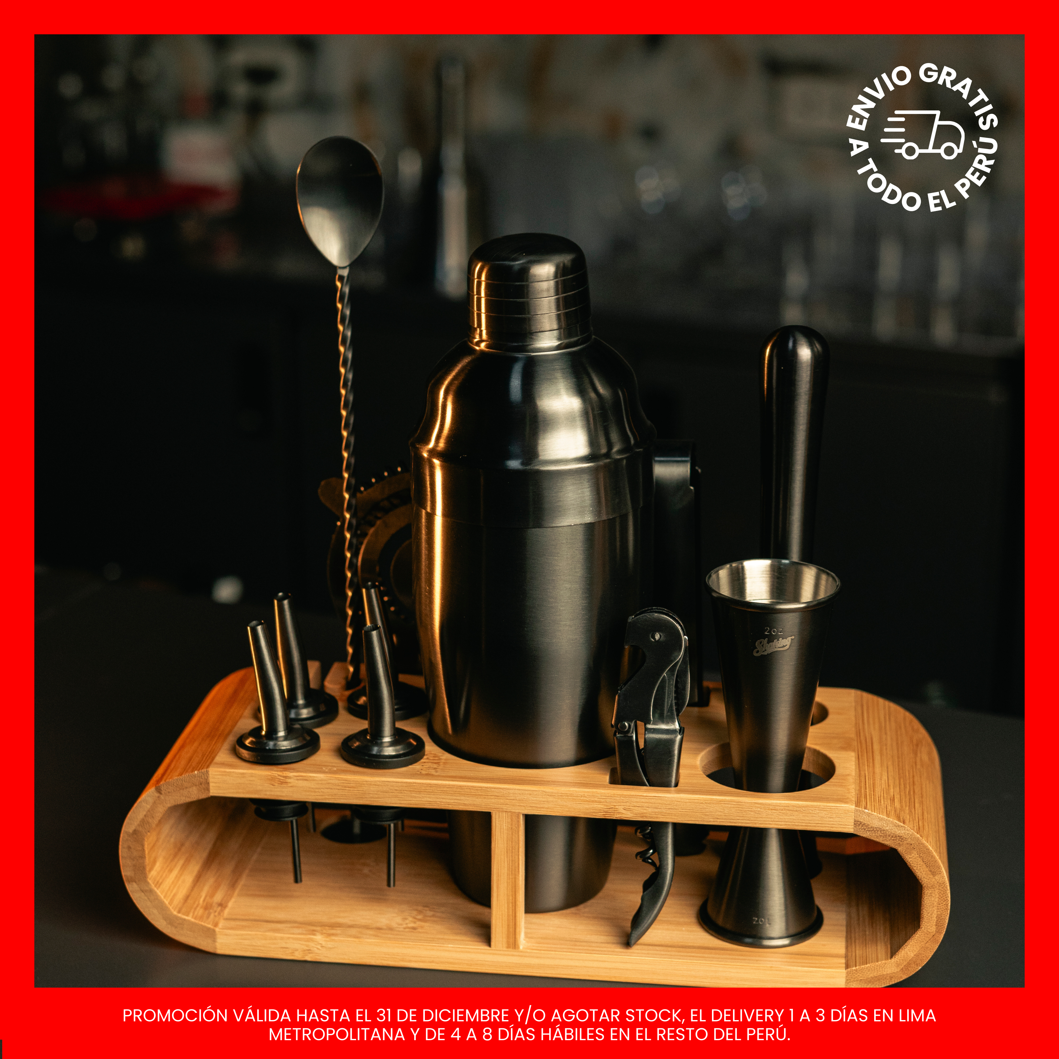 Set para Cocteleria Bamboo Black- 11 piezas