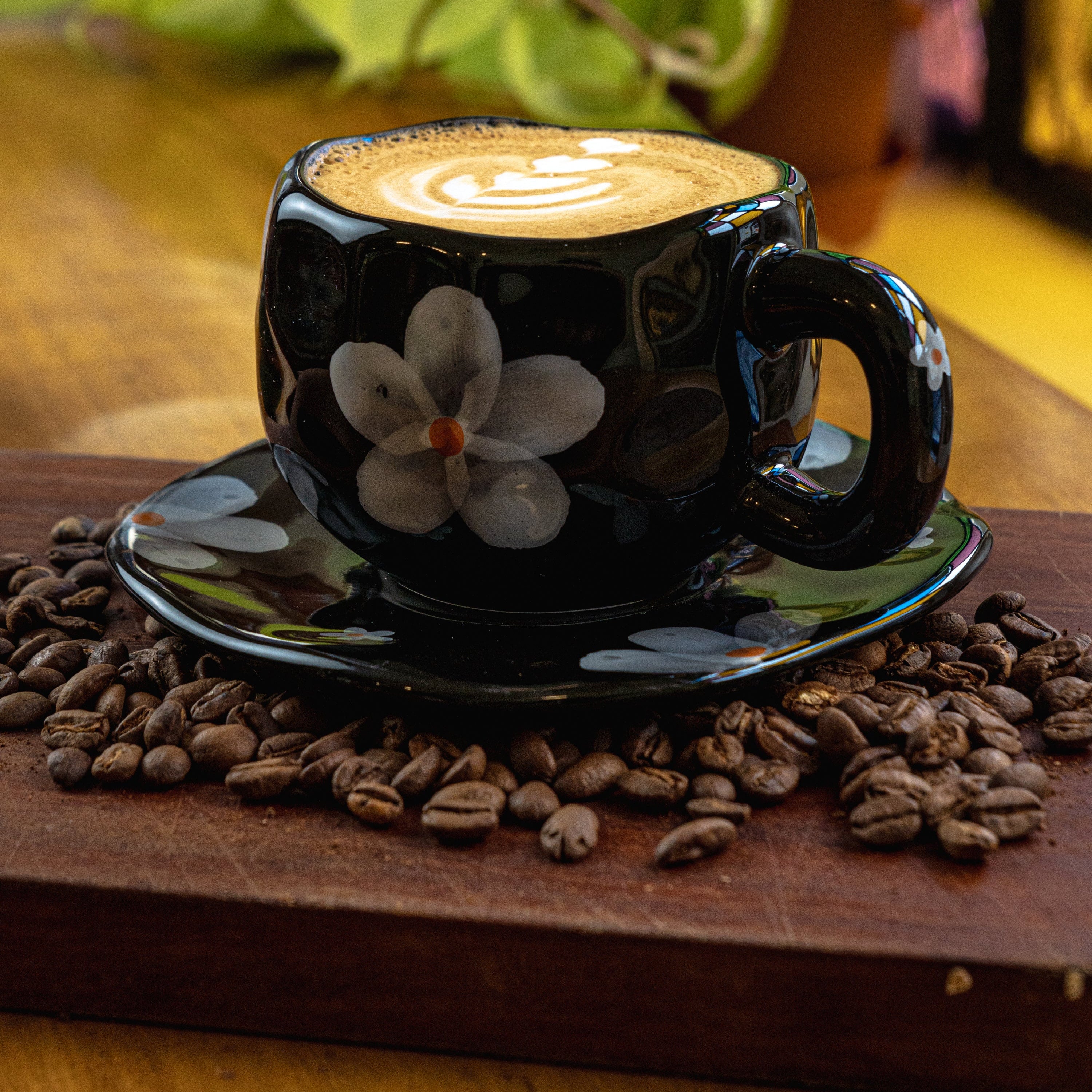 Taza Black Flower- 8oz